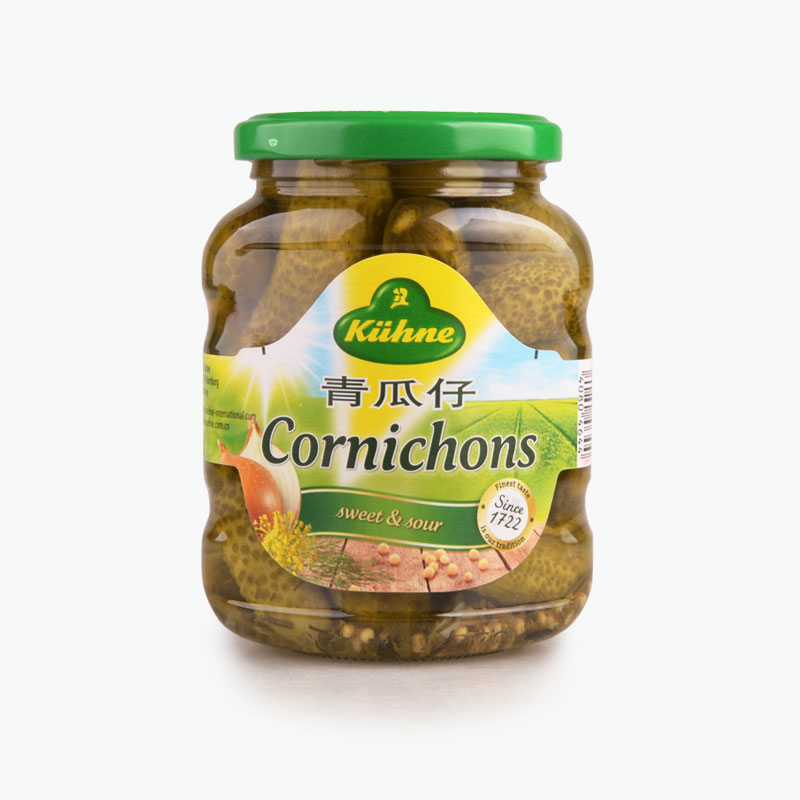 Kuhne, Pickled Cornichons (Sweet & Sour) 330g